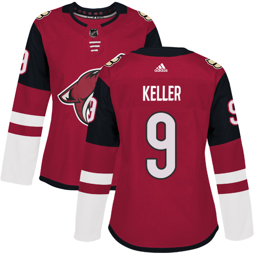 Adidas Arizona Coyotes 9 Clayton Keller Maroon Home Authentic Women Stitched NHL Jersey